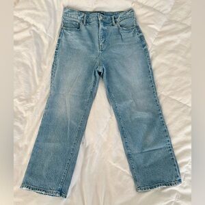 Express High Waisted Light Wash Straight Ankle Jeans | 8S